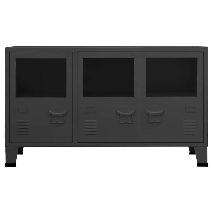 skænk 105x35x62 cm metal og glas antracitgrå
