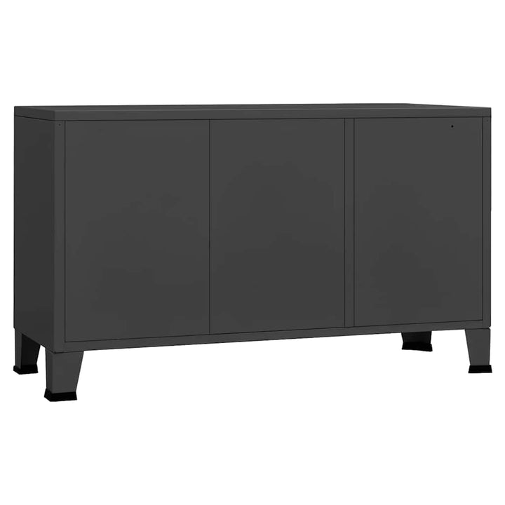 skænk 105x35x62 cm metal og glas antracitgrå