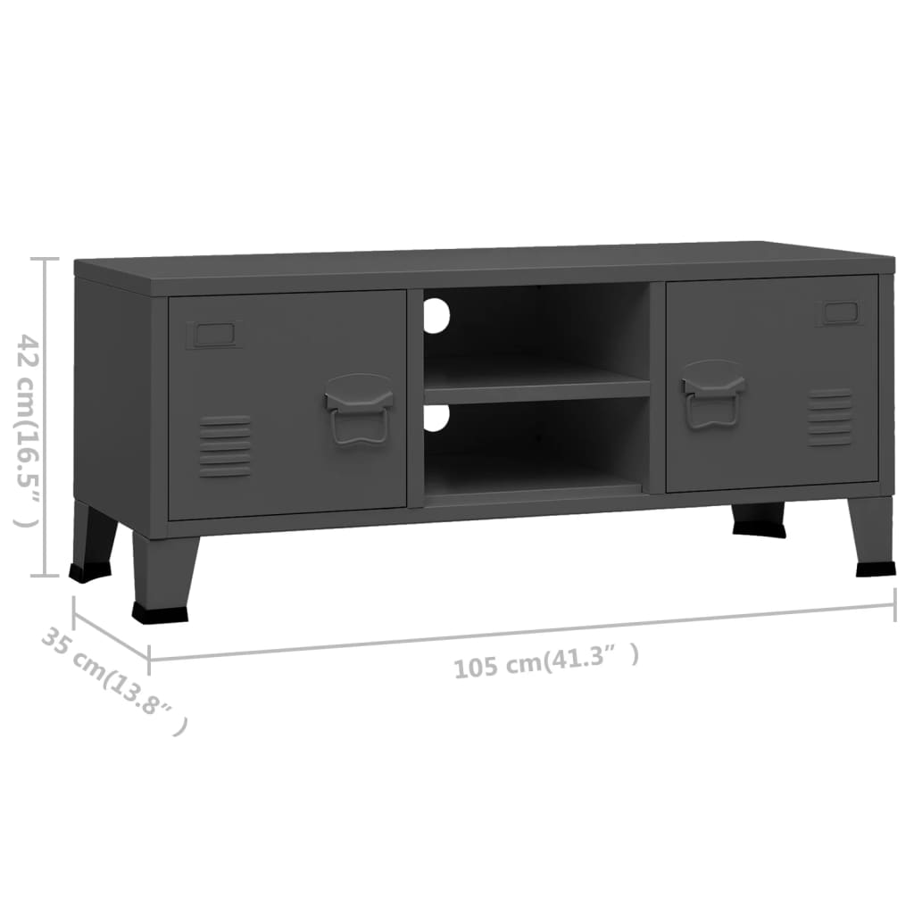 industrielt tv-skab 105x35x42 cm antracitgrå