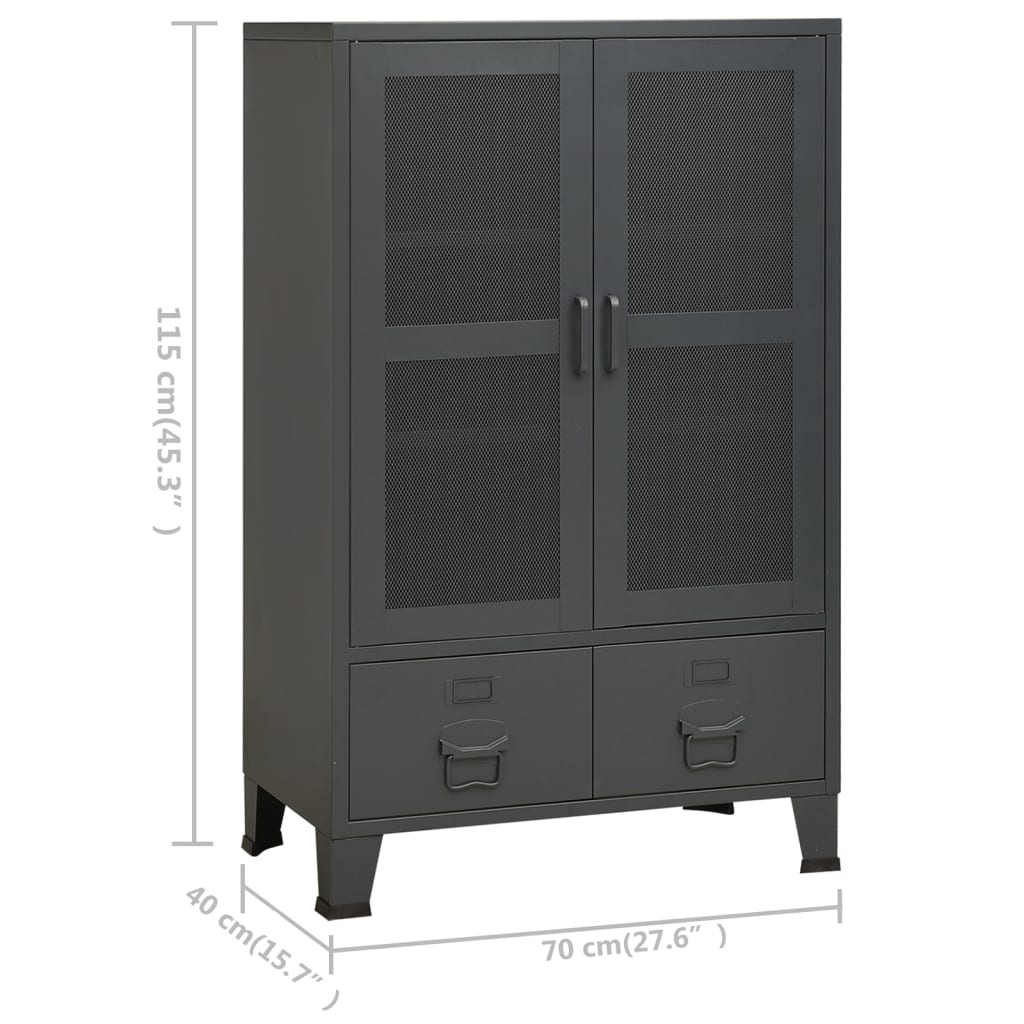 industrielt opbevaringsskab 70x40x115 cm metal antracitgrå