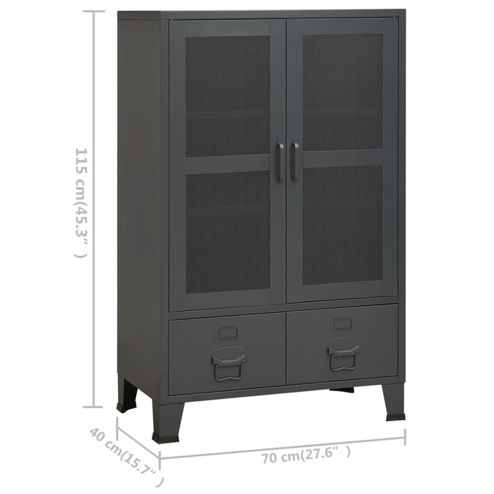 industrielt opbevaringsskab 70x40x115 cm metal antracitgrå