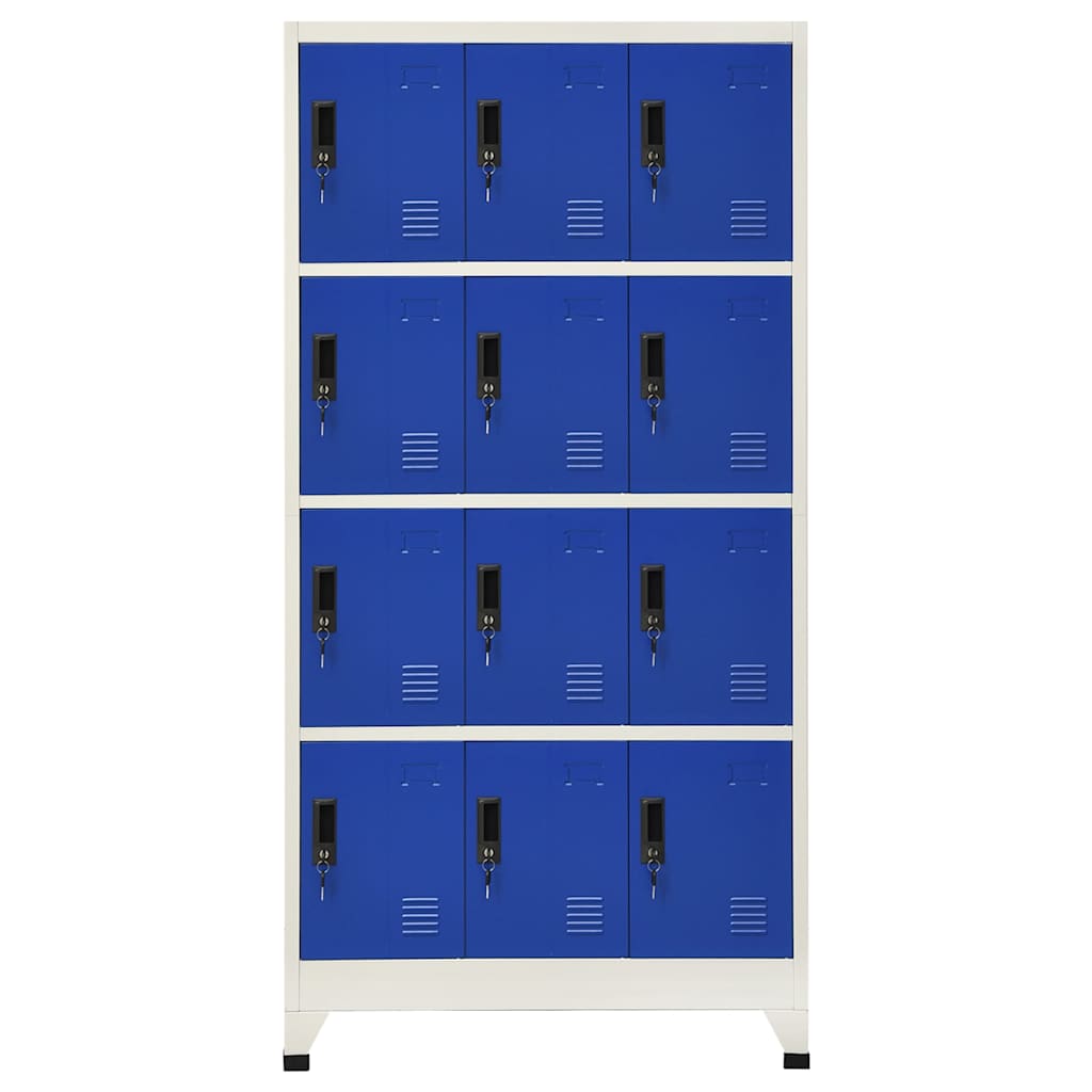 skab 90x45x180 cm stål grå og blå