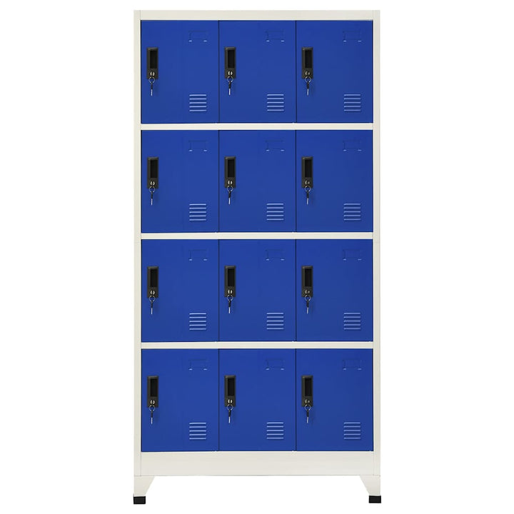 skab 90x45x180 cm stål grå og blå