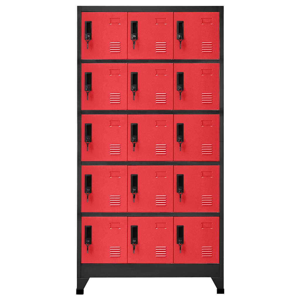 skab 90x40x180 cm stål antracitgrå og rød
