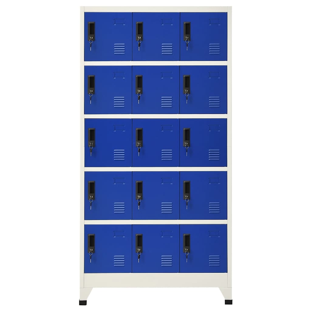 skab 90x40x180 cm stål grå og blå