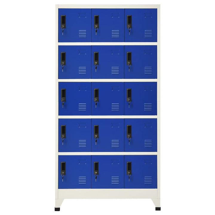 skab 90x40x180 cm stål grå og blå