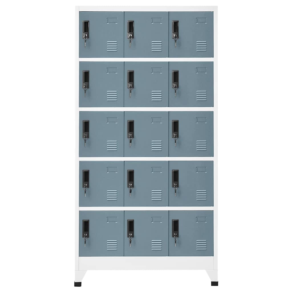 skab 90x40x180 cm stål lysegrå og mørkegrå