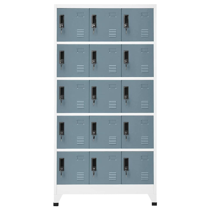 skab 90x40x180 cm stål lysegrå og mørkegrå