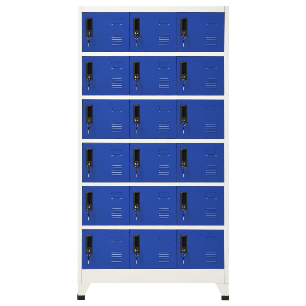 skab 90x40x180 cm stål grå og blå