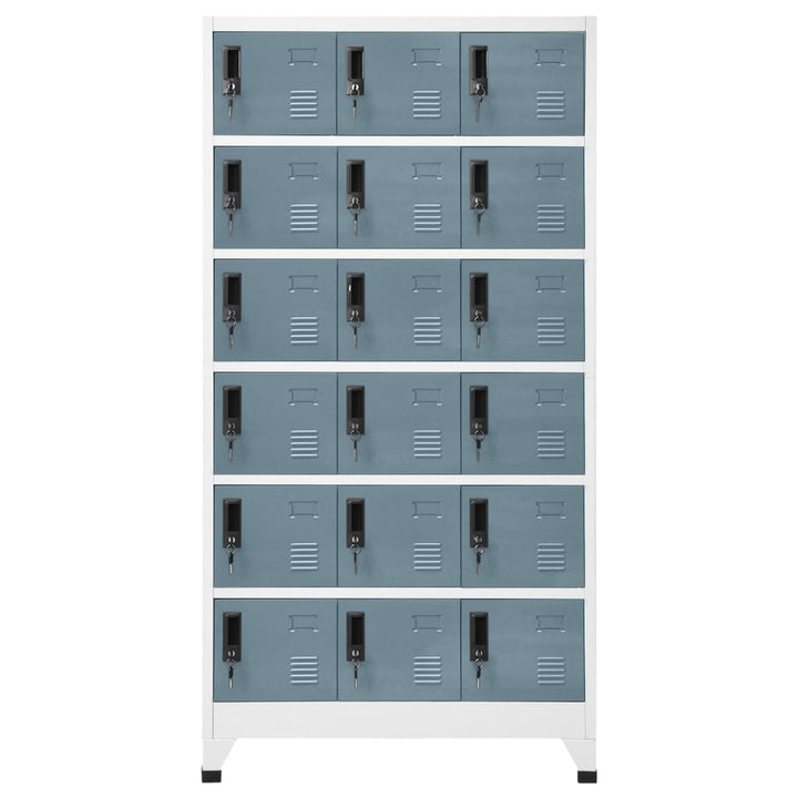 skab 90x40x180 cm stål lysegrå og mørkegrå