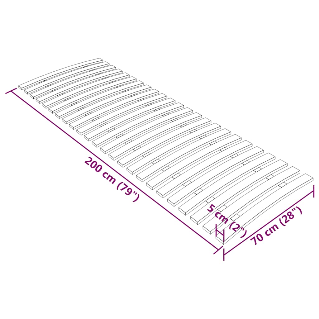 sengelameller med 24 lameller 70x200 cm