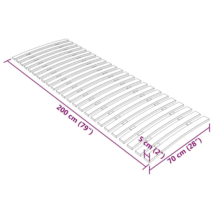 sengelameller med 24 lameller 70x200 cm