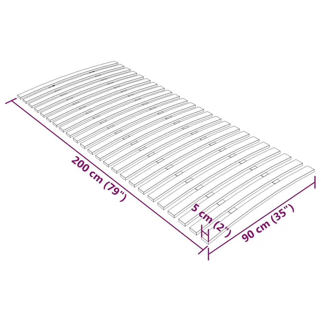 sengelameller med 24 lameller 90x200 cm