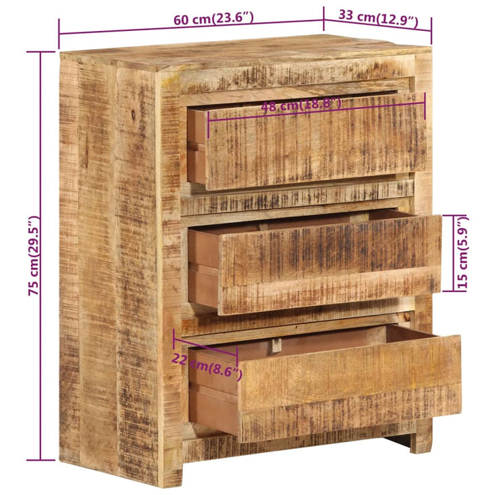 skuffeskab 60x33x75 cm massivt mangotræ