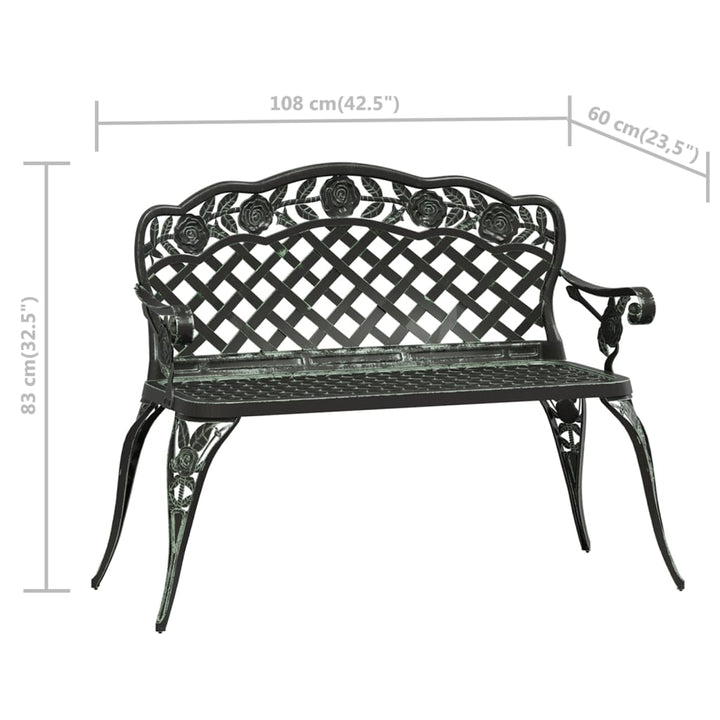 havebænk 108 cm støbt aluminium grøn