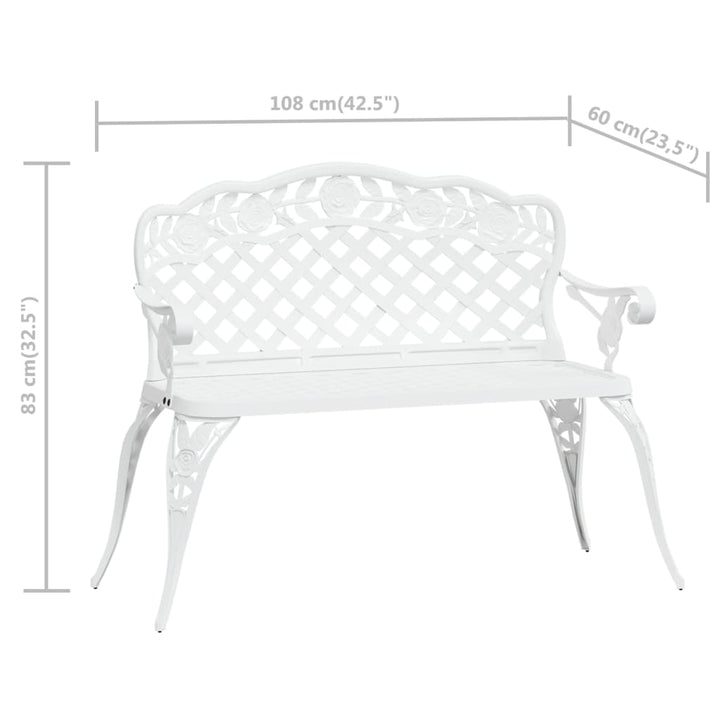 havebænk 108 cm støbt aluminium hvid