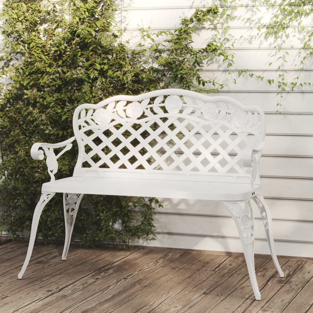 havebænk 108 cm støbt aluminium hvid