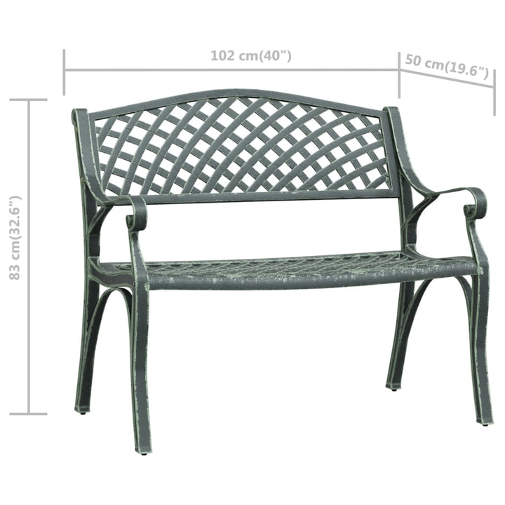 havebænk 102 cm støbt aluminium grøn