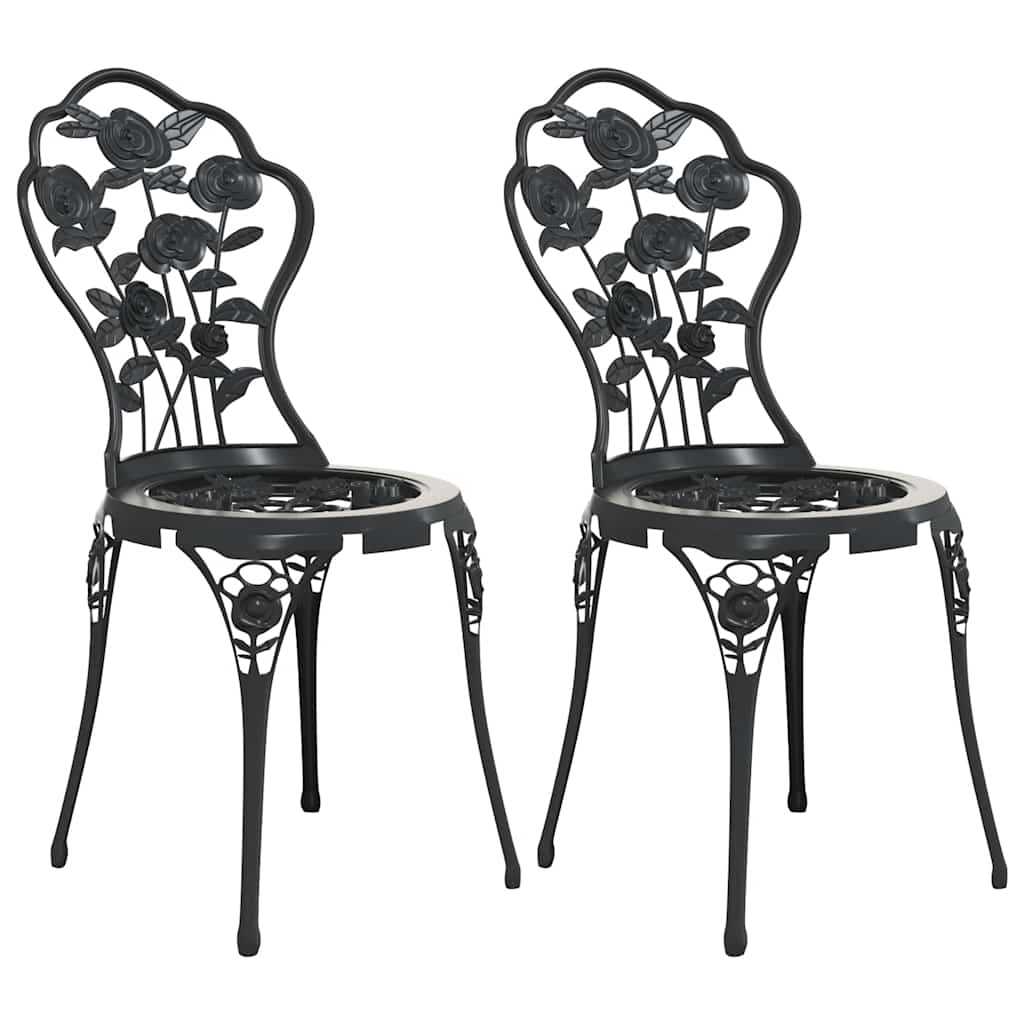 bistrostole 2 stk. støbt aluminium sort