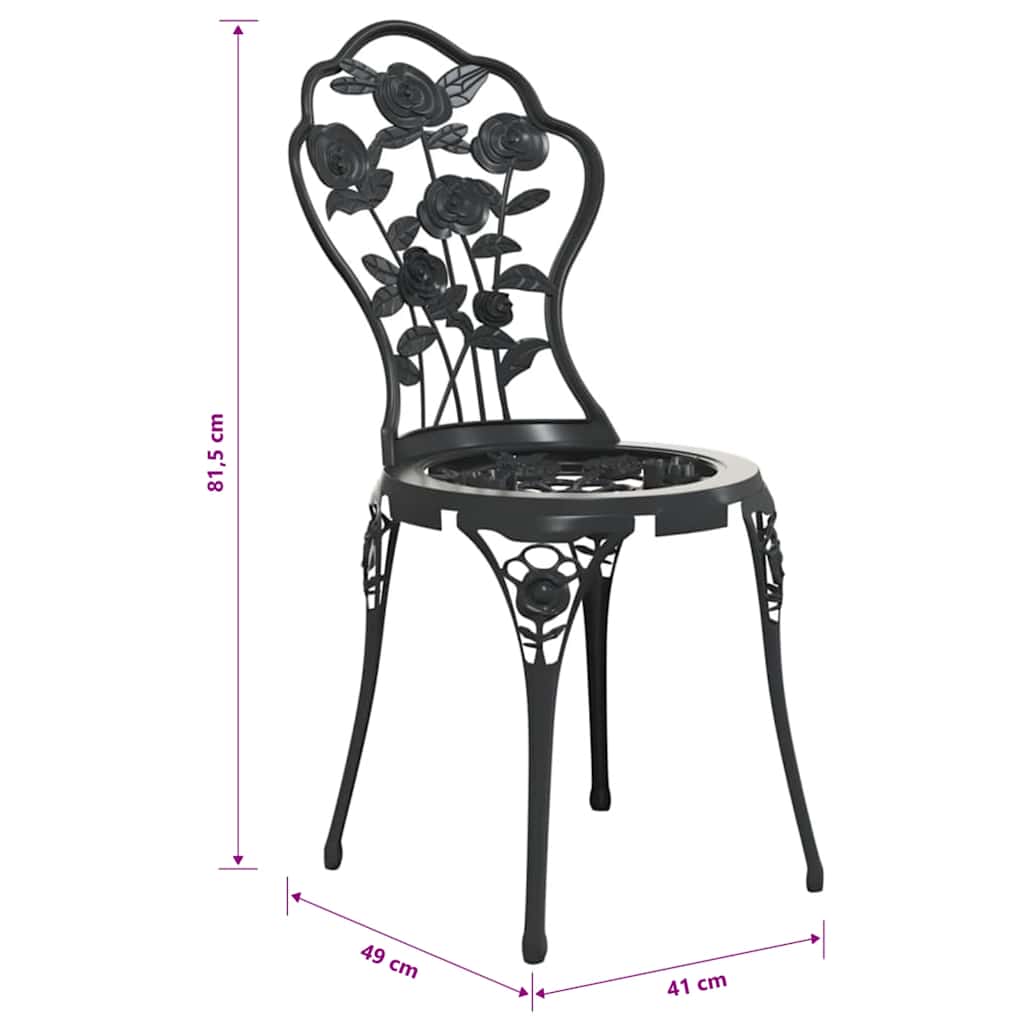 bistrostole 2 stk. støbt aluminium sort