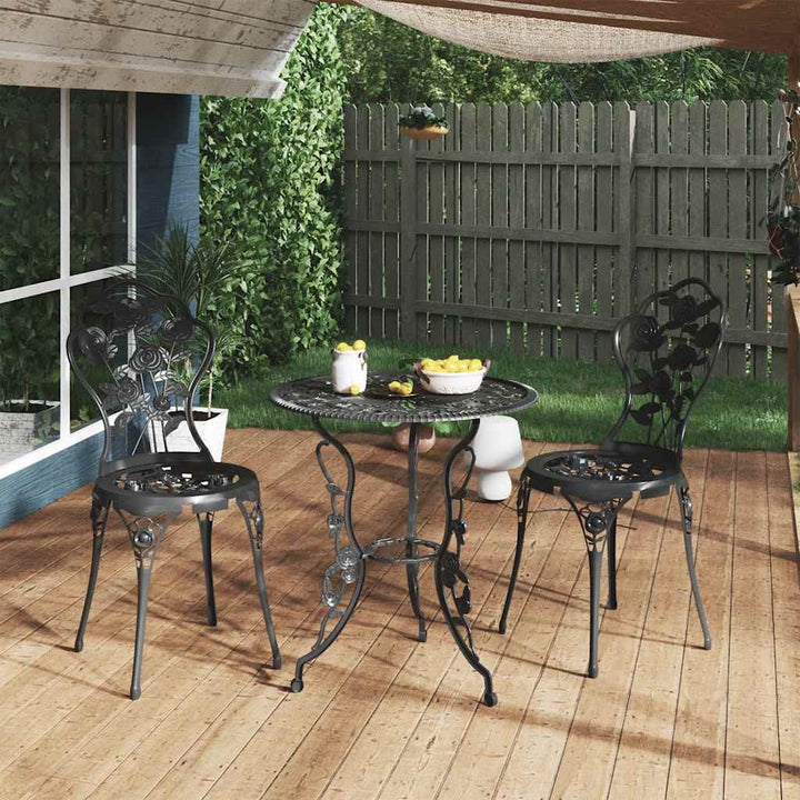 bistrostole 2 stk. støbt aluminium sort