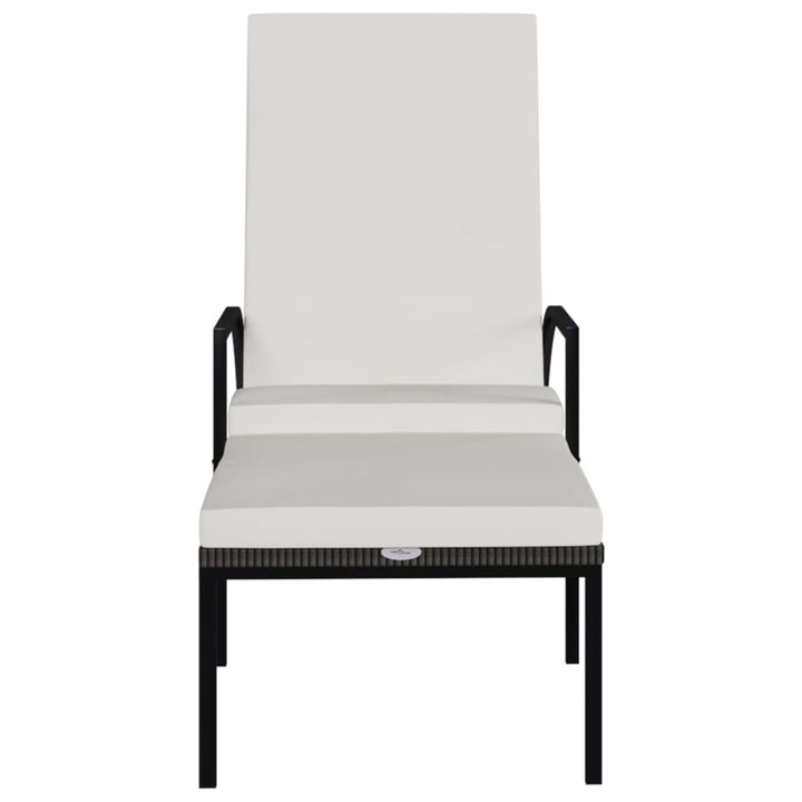 liggestol med fodskammel polyrattan brun
