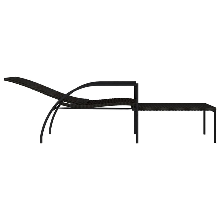 liggestol med fodskammel polyrattan brun