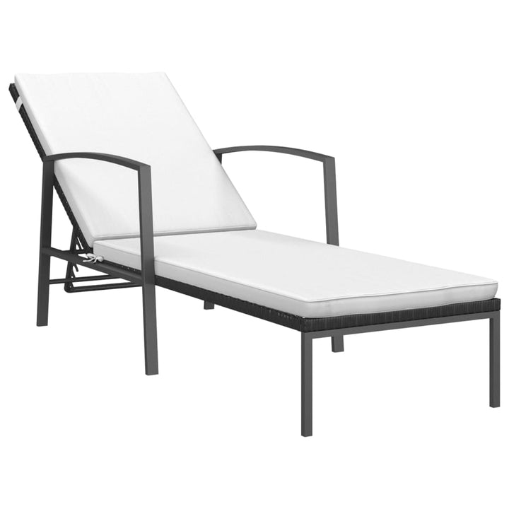 liggestol med hynde polyrattan sort