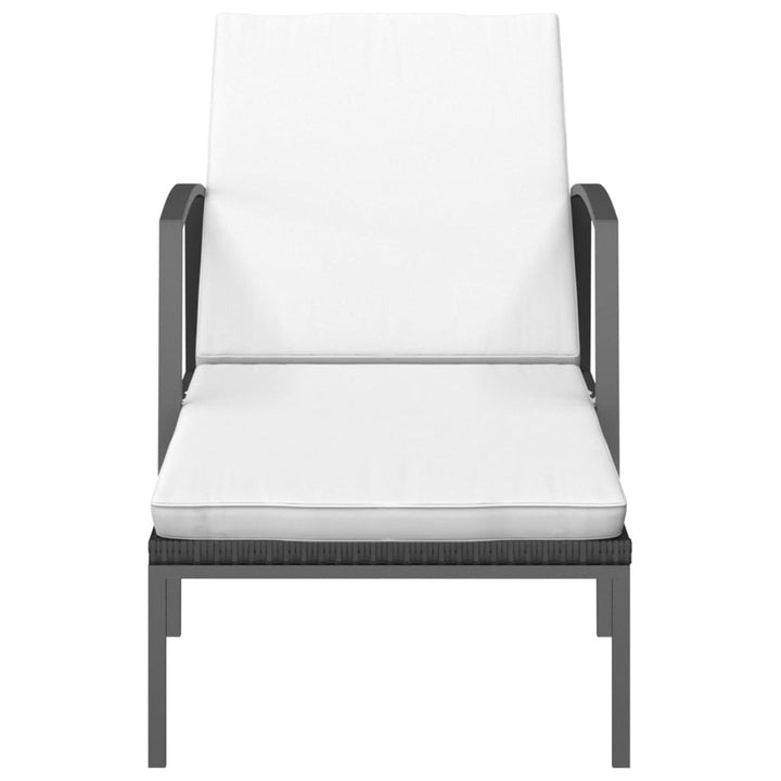 liggestol med hynde polyrattan sort