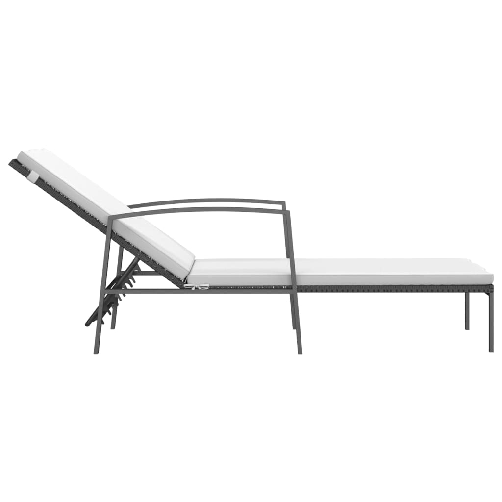 liggestol med hynde polyrattan sort
