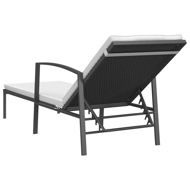 liggestol med hynde polyrattan sort