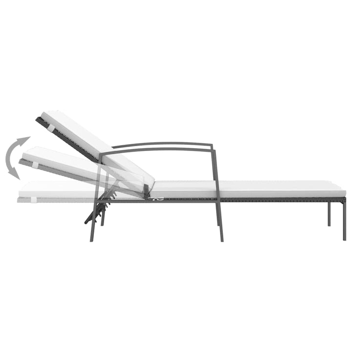 liggestol med hynde polyrattan sort