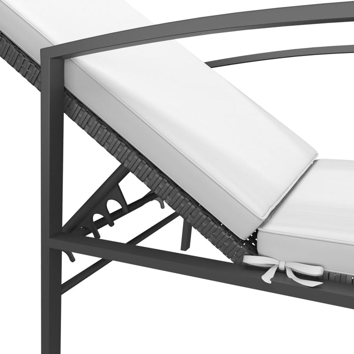 liggestol med hynde polyrattan sort
