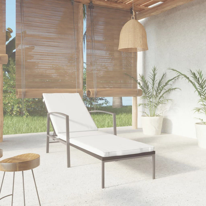 liggestol med hynde polyrattan sort