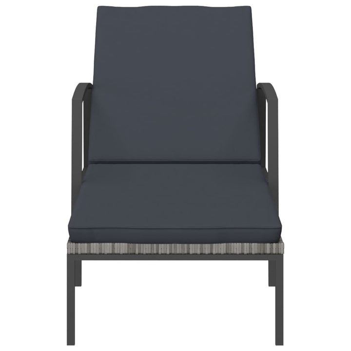 liggestol med hynde polyrattan grå