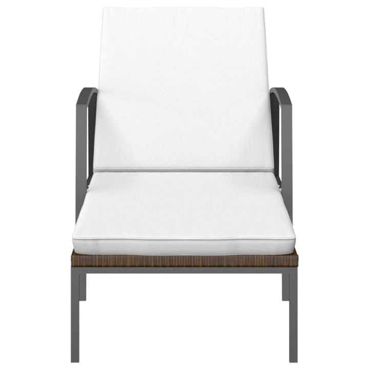 liggestole 2 stk. med bord polyrattan brun