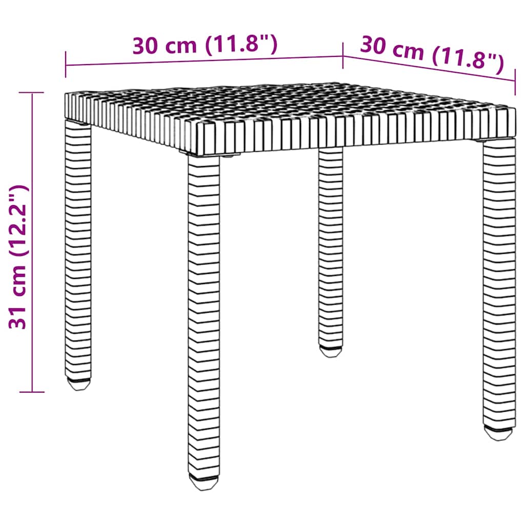 liggestole med bord 2 stk. polyrattan grå
