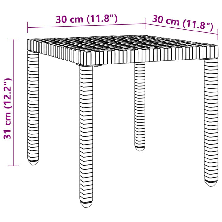 liggestole med bord 2 stk. polyrattan grå