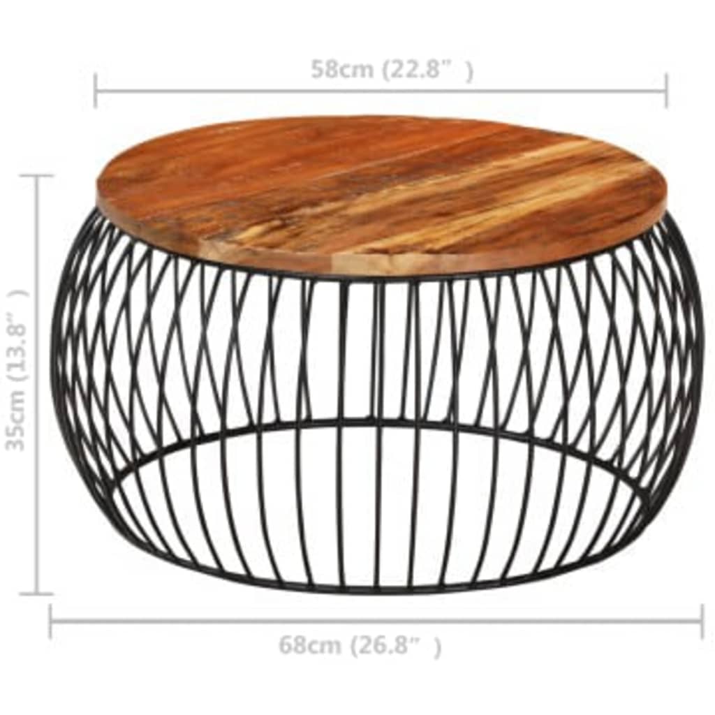 sofabord Ø68 cm massivt genbrugstræ