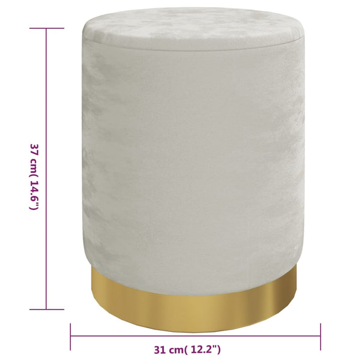 rund puf fløjl 31 x 37 cm lysegrå