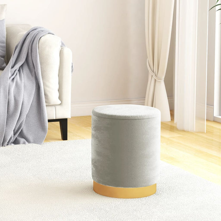 rund puf fløjl 31 x 37 cm lysegrå