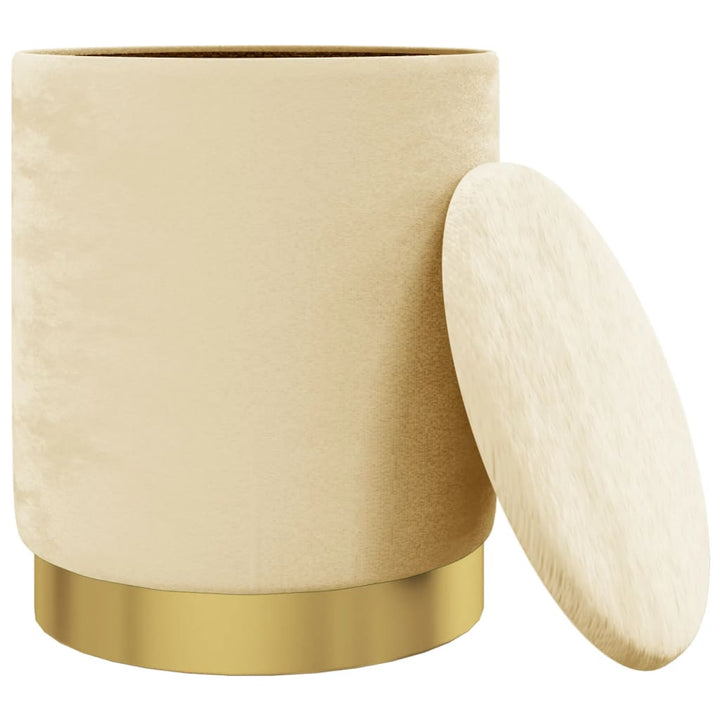 rund puf fløjl 31 x 37 cm abrikosfarvet