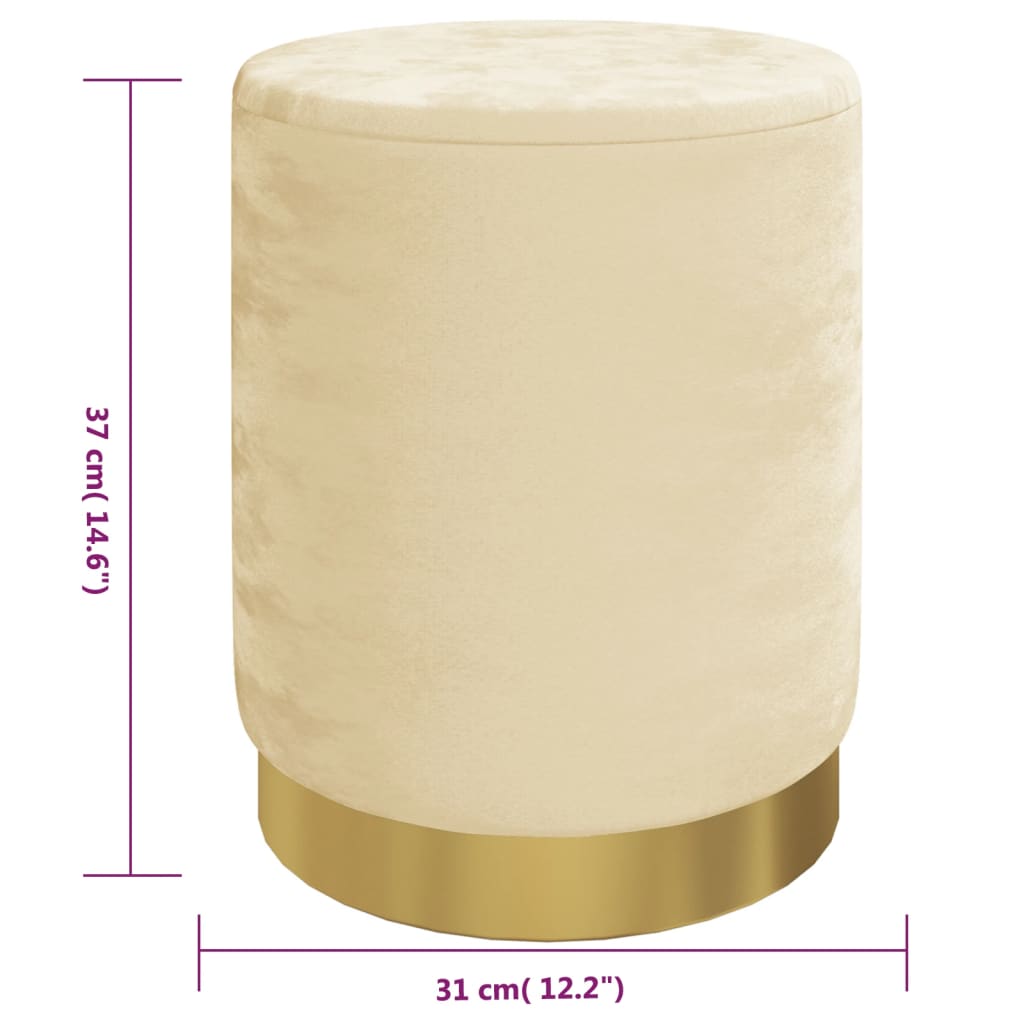 rund puf fløjl 31 x 37 cm abrikosfarvet