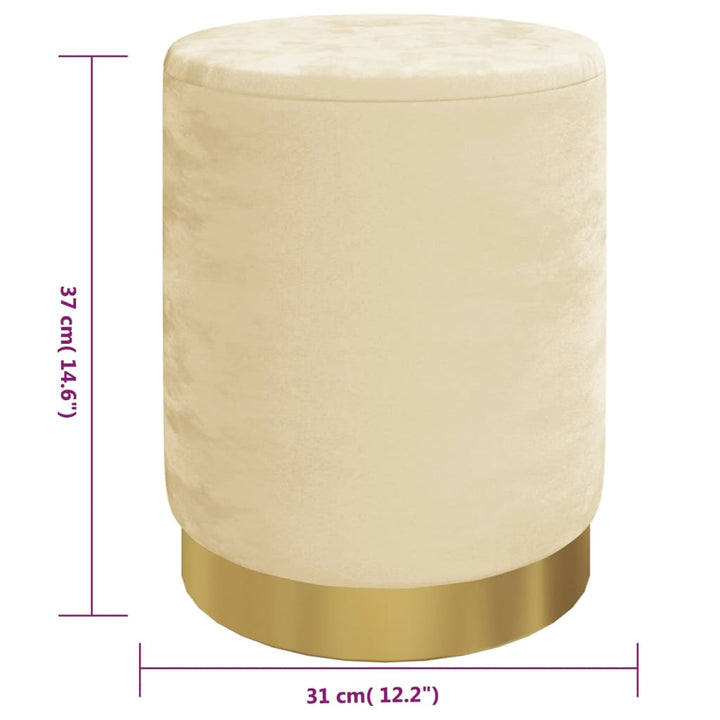 rund puf fløjl 31 x 37 cm abrikosfarvet