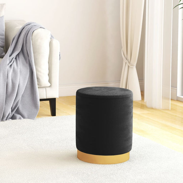 rund puf fløjl 31 x 37 cm sort