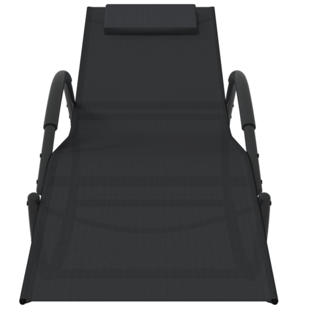 gyngende liggestole 2 stk. stål og textilene sort