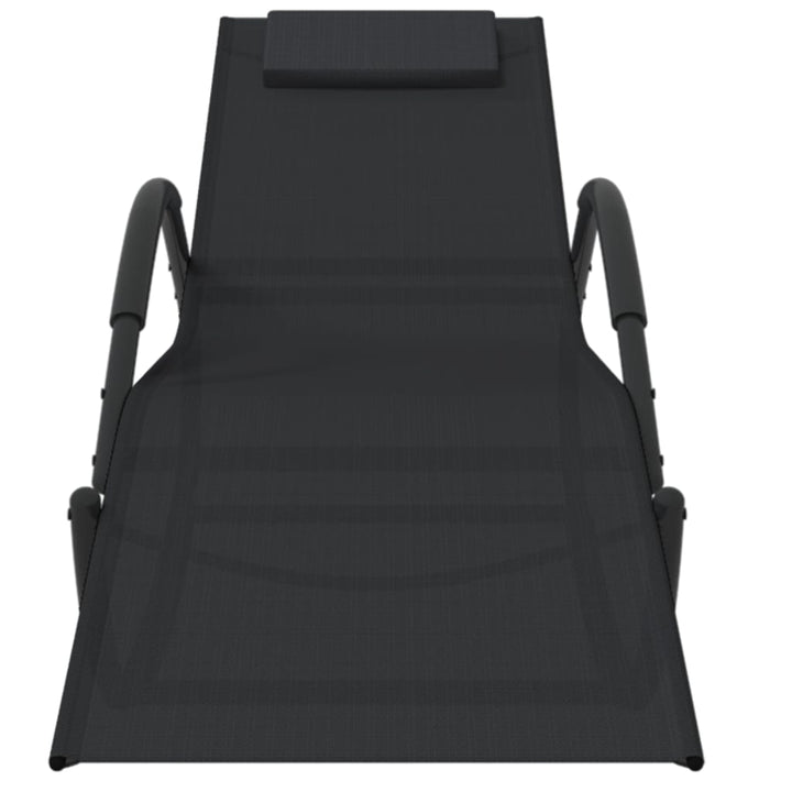 gyngende liggestole 2 stk. stål og textilene sort