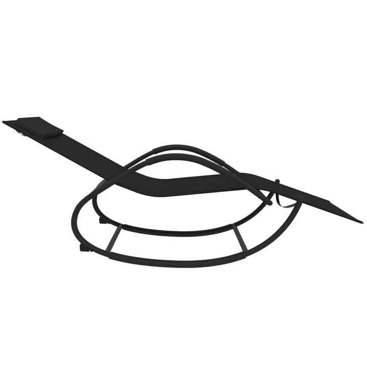 gyngende liggestole 2 stk. stål og textilene sort