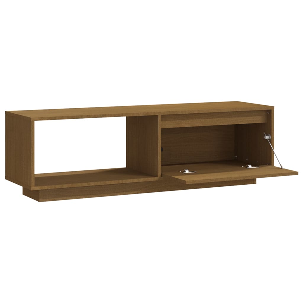 tv-skab 110x30x33,5 cm massivt fyrretræ gyldenbrun