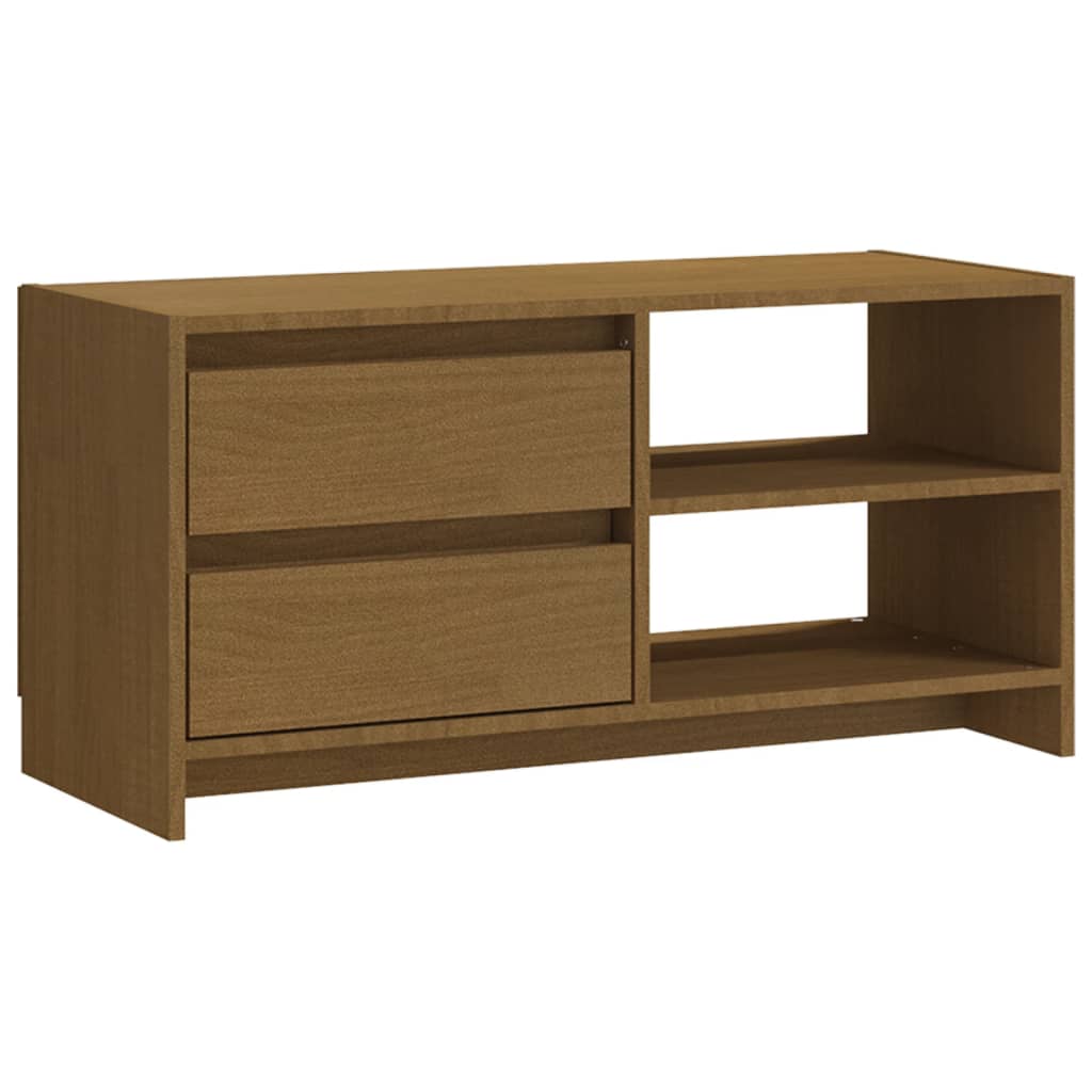 tv-skab 80x31x39 cm massivt grantræ honningbrun